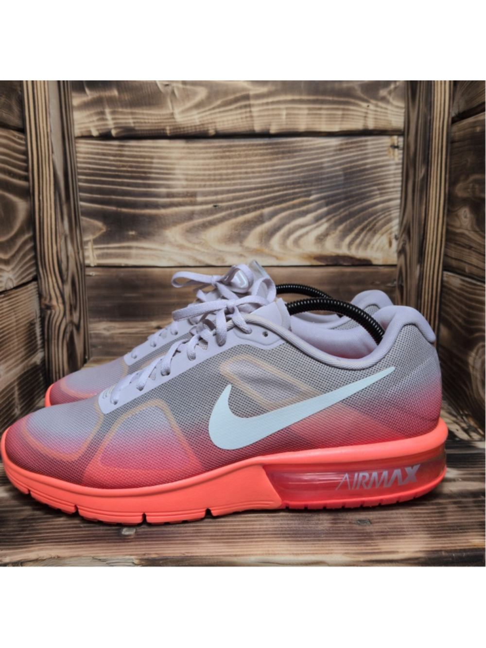 Nike Air Max Sequent Women's Size 12 Gray/Orange Athletic Shoes 719916-802